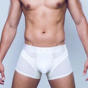 Mens 2eros AKTIV Pegasus Trunk Underwear in White/Tan - Small, NWT